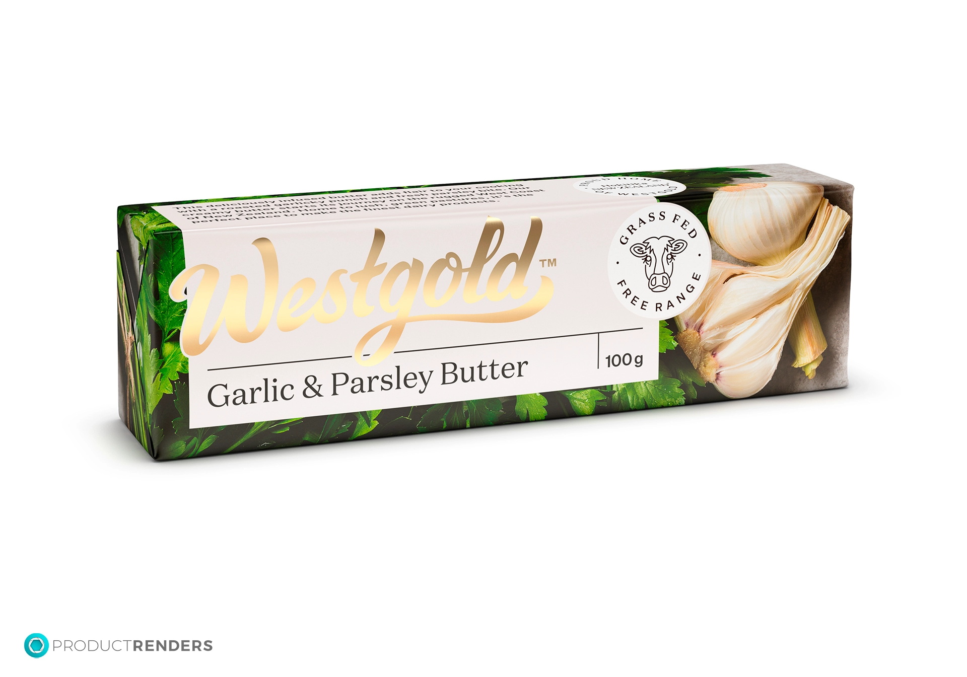 A package of Westgold Garlic & Parsley Butter, 100g.