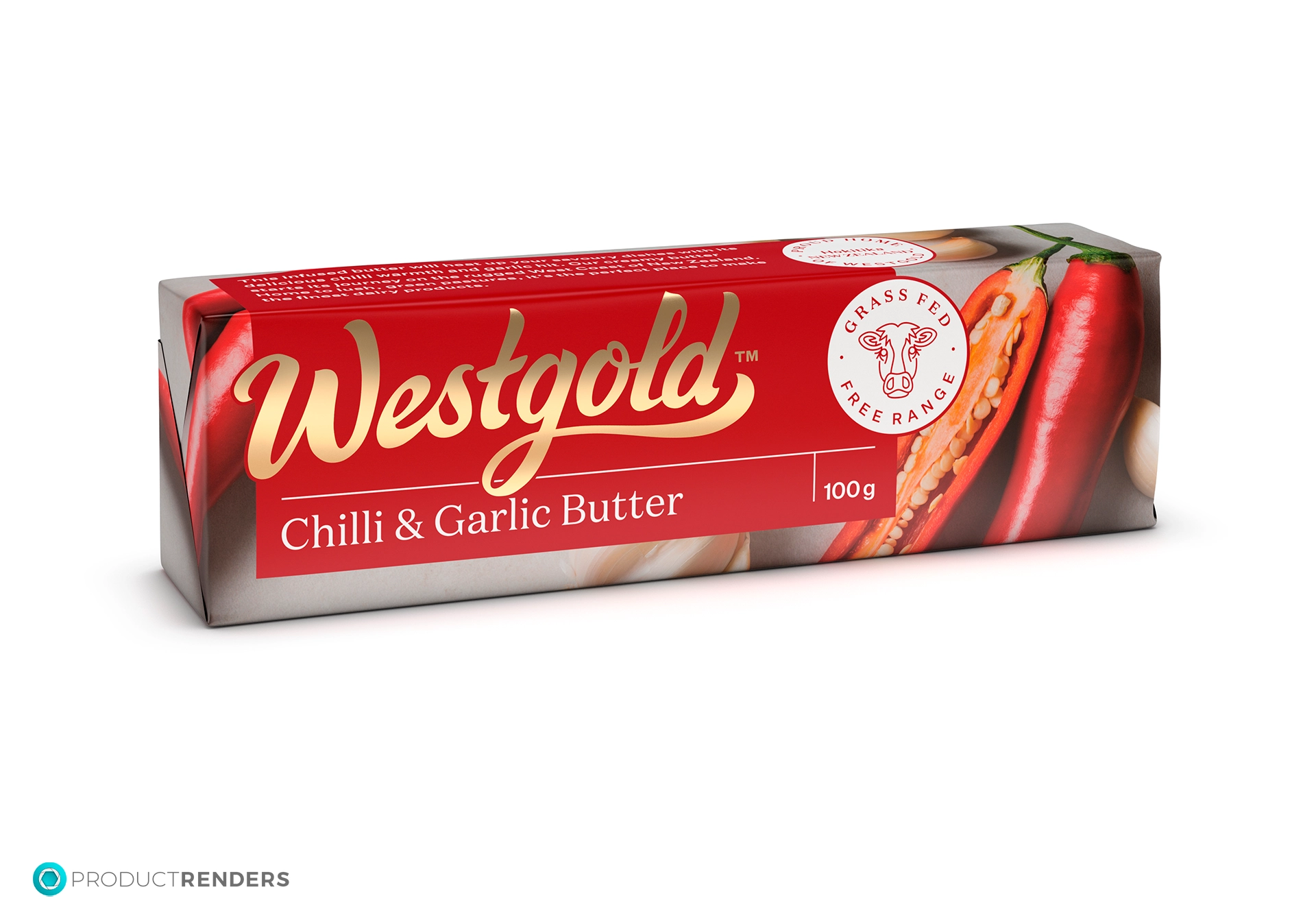 A package of Westgold Chilli & Garlic Butter, 100g.