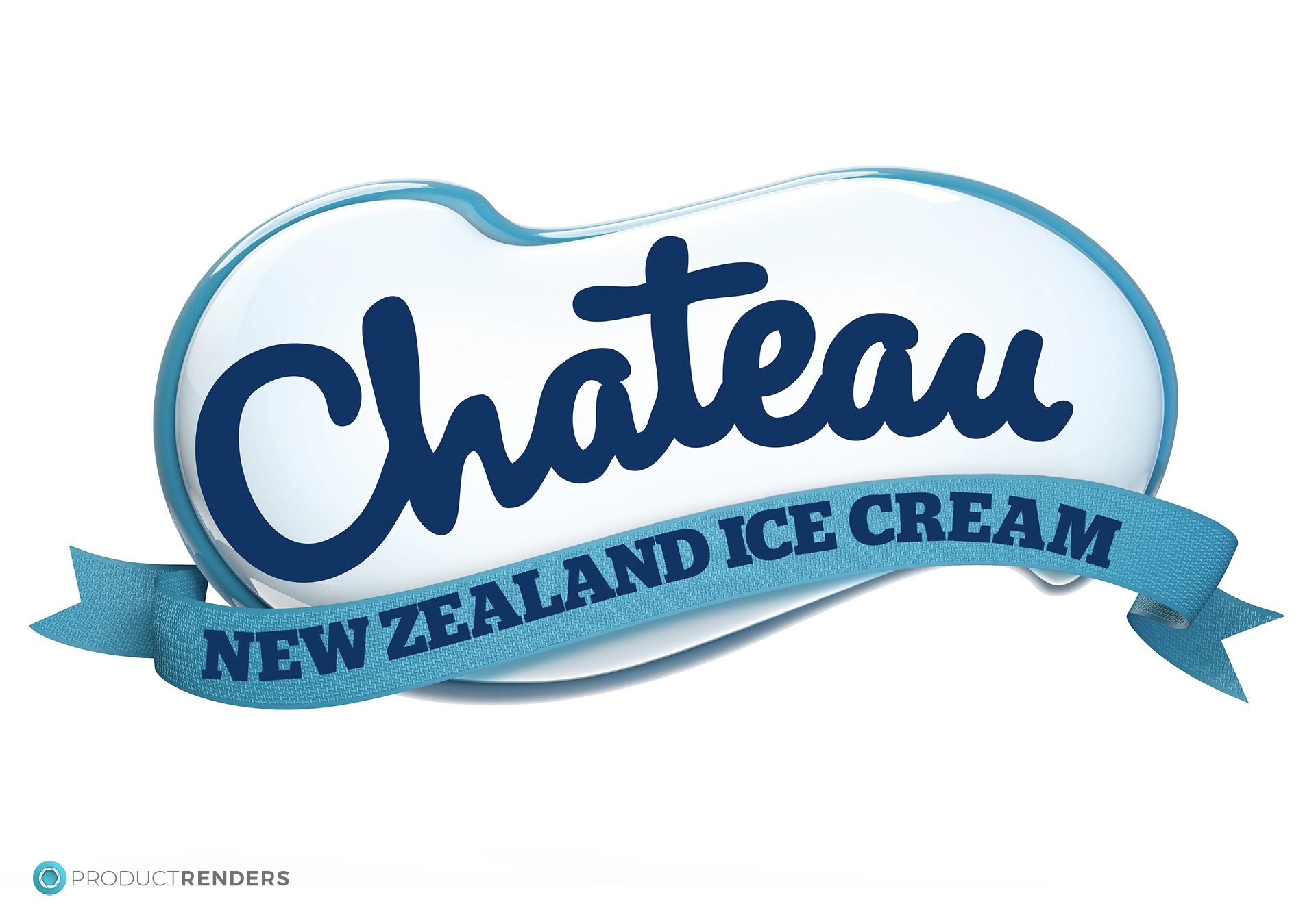 Chateau New Zealand Ice Cream logo created in 3D for retail icecream tubs.