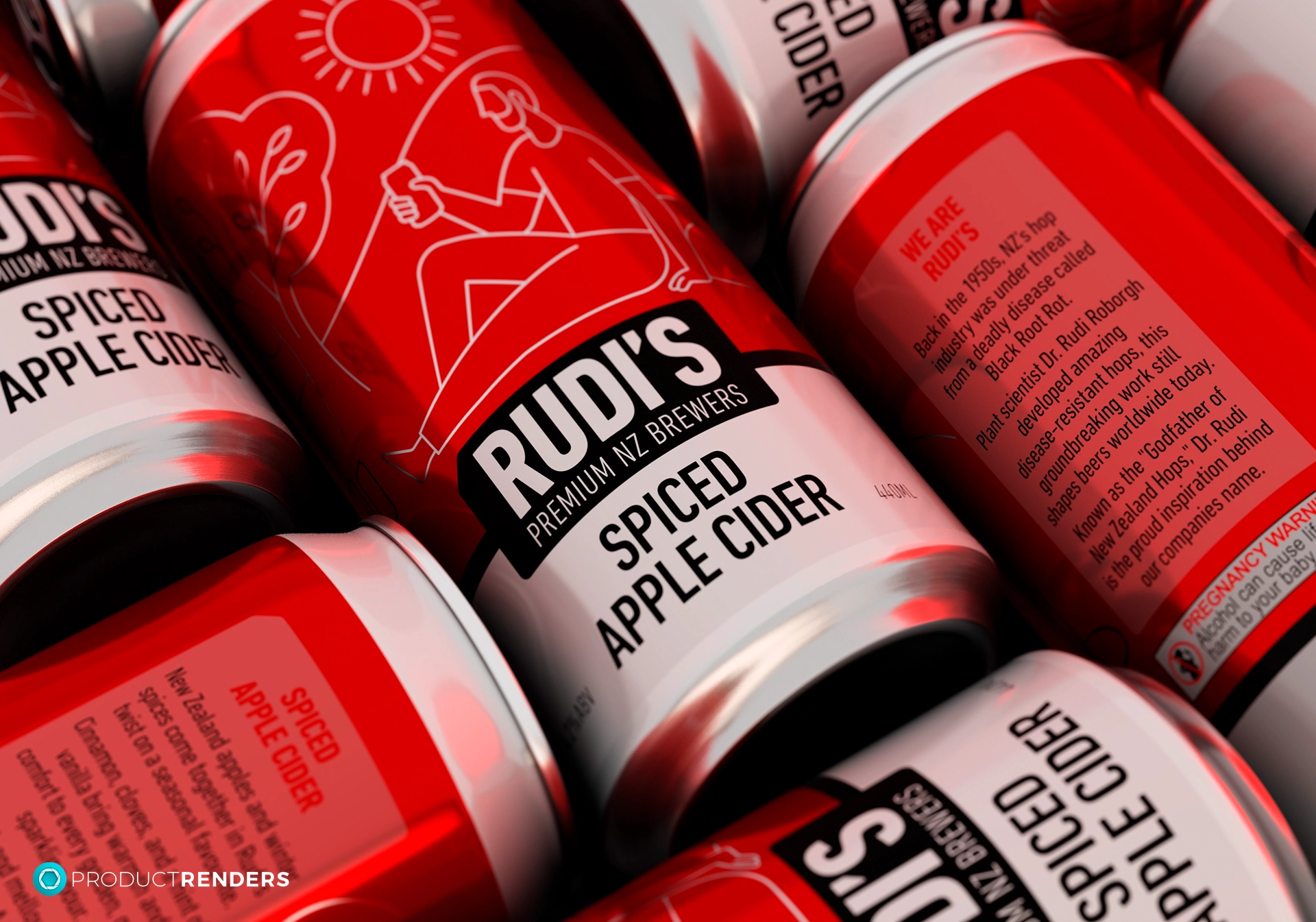 Closeup of the new Spiced Apple Cider can from Rudi's Premium NZ Brewers.
